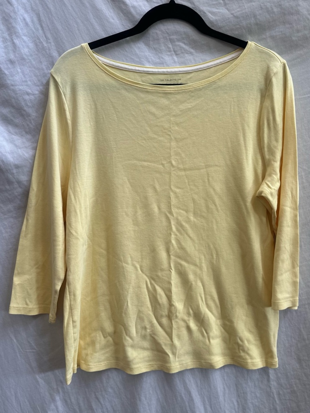 Talbots Pale Yellow Boatneck 3/4 Sleeve Top